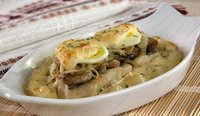 Рыба запеченная с грибами и картофелем