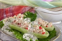 Огурцы с крабовой начинкой