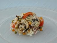 Рис тушеный с грибами и овощами