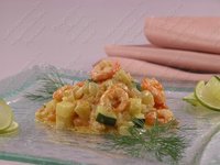 Креветки тушеные с овощами