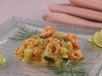 Креветки тушеные с овощами