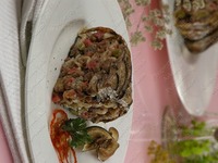 Купол из баклажанов с макаронами