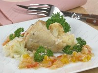 Курица тушенная с рисом и овощами