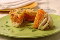 Кальмары запеченные с овощами