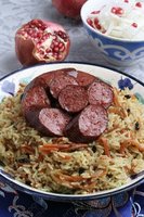 Плов с конской колбасой