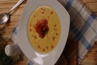 Суп картофельный с копченой горбушей