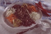 Салат чафан с жареным мясом