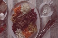 Салат чафан с жареным мясом