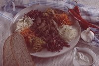 Салат чафан с жареным мясом