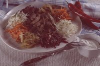 Салат чафан с жареным мясом